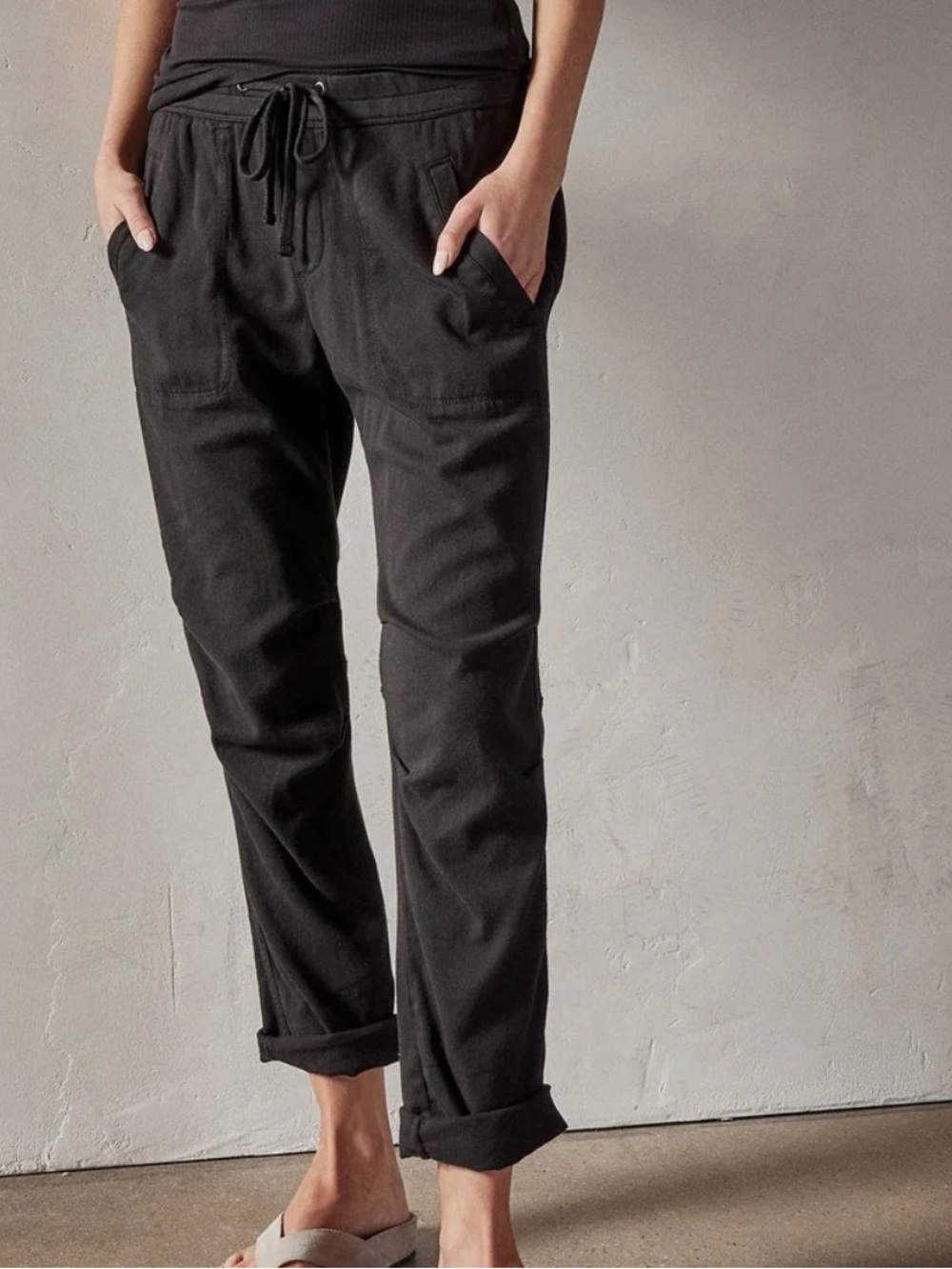 James Perse Black Drawstring Soft Utility Pants